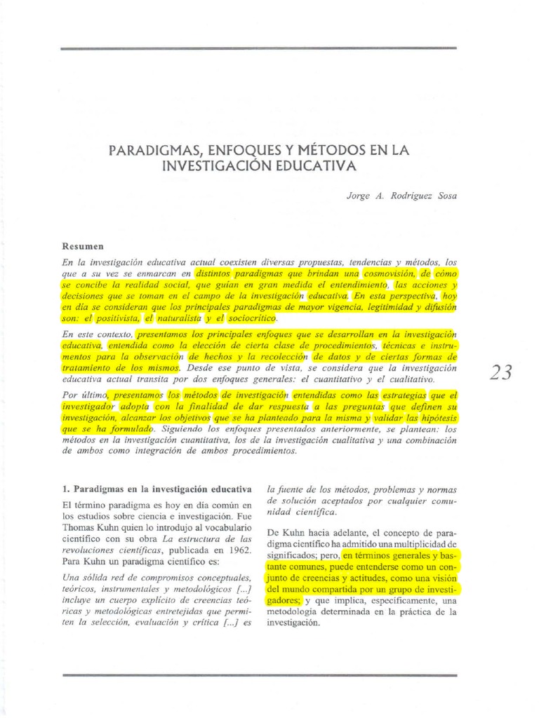Paradigmas y enfoques en investigación educativa | PDF | Paradigma ...