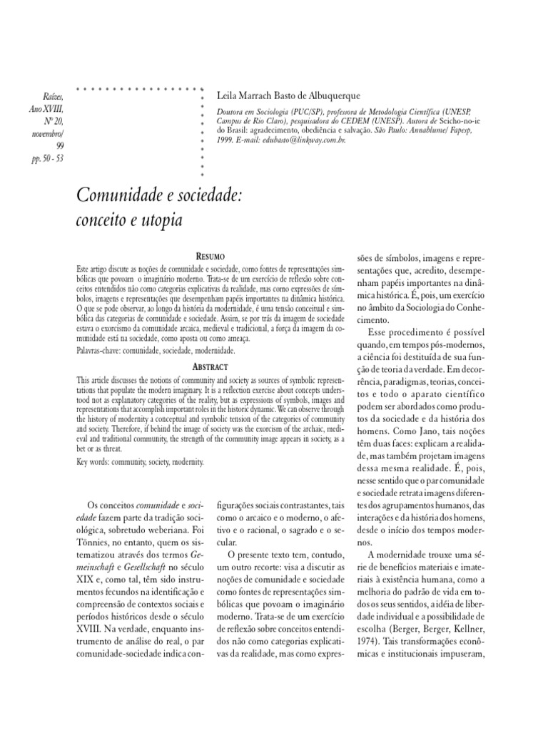 Diferenças entre Comunidade e Sociedade | PDF | Émile Durkheim | Sociologia