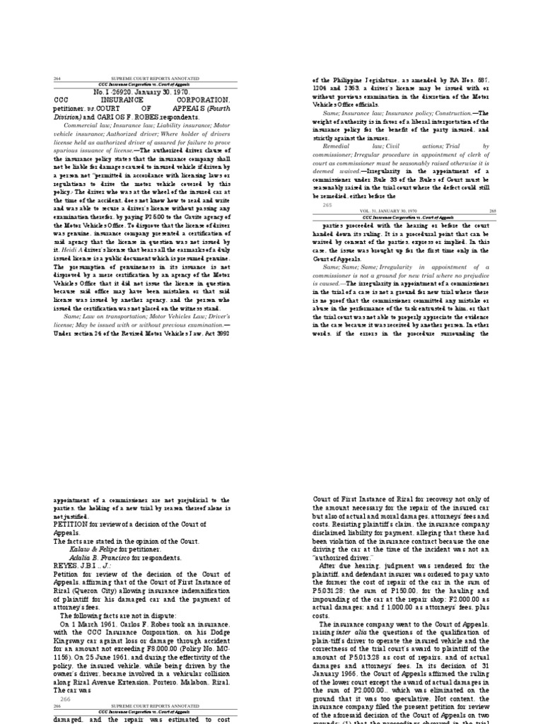 7CCC Insurance Corp vs CA Appellate Court Insurance