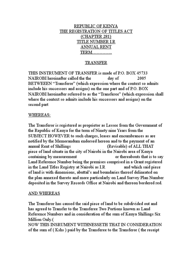 RTA Transfer Lease Civil Law Law)