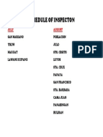 Schedule of Inspecton