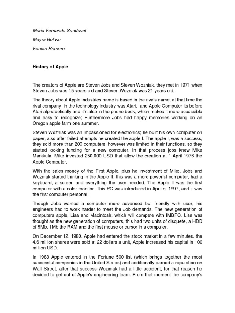 History of Apple Inc. and Its Founders | PDF | Apple Inc. | Steve Jobs