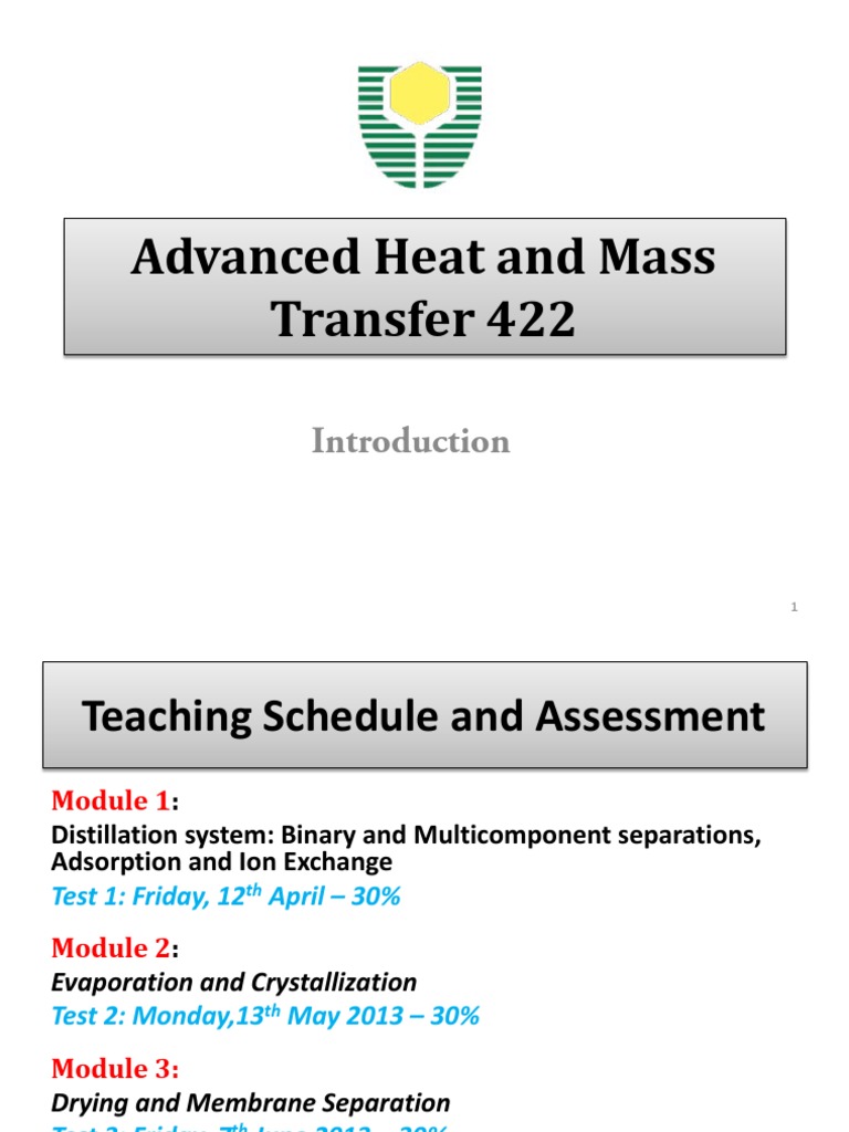 Advance Heat and Mass Transfer Lecture 1 | PDF | Separation Processes ...