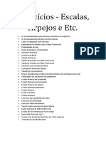 Exercícios, Escalas e Estudos