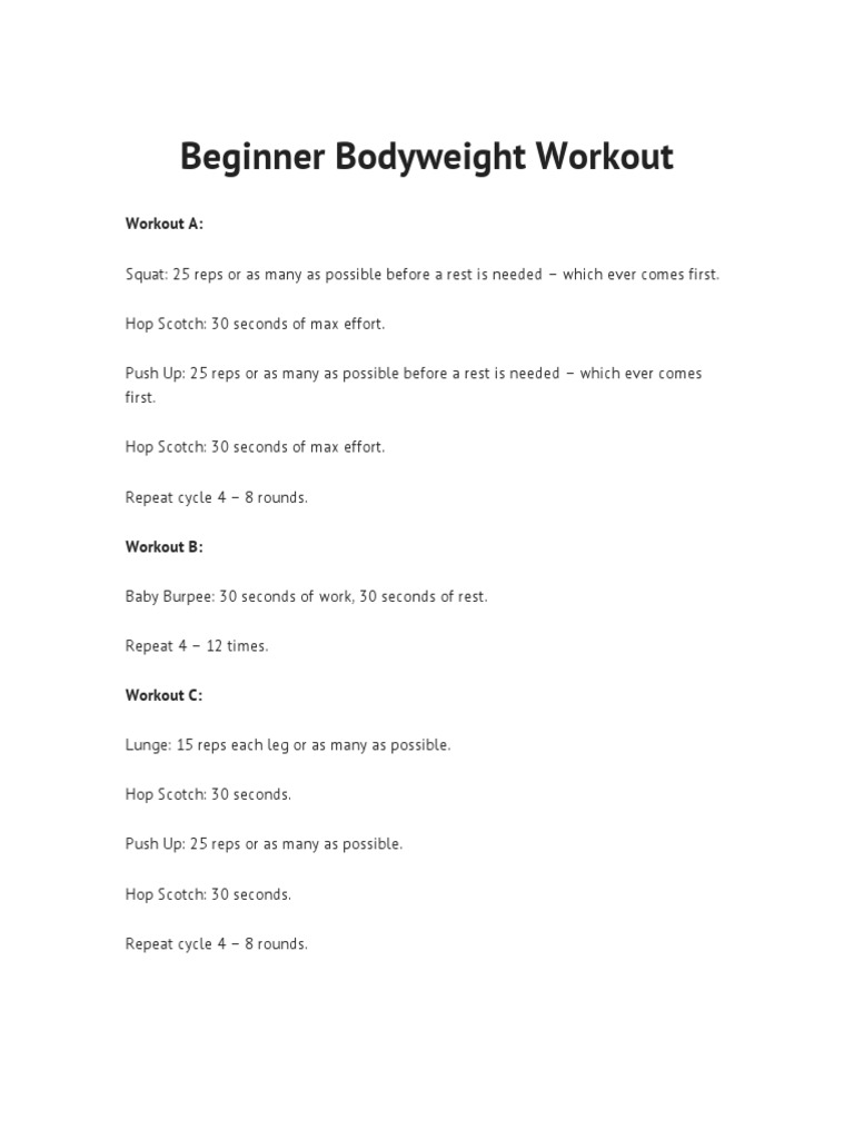 Beginner Bodyweight Workout-2 | PDF | Lifestyle