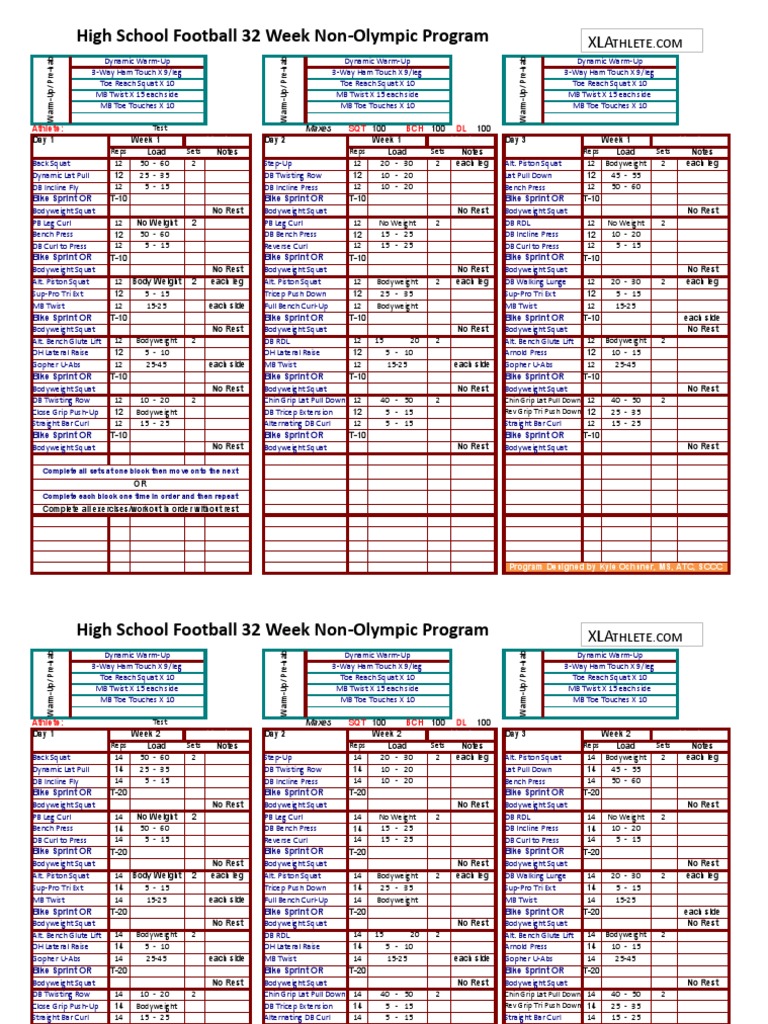 High School Football Training Program | PDF | Weight Training | Recreation