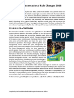 International Netball Rule Changes 2016