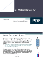 Mechanics of Materials (ME-294) : Shear Stress and Strain