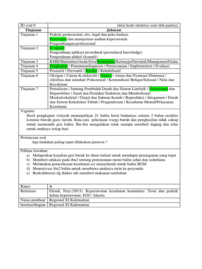 Soal Keperawatan Komunitas