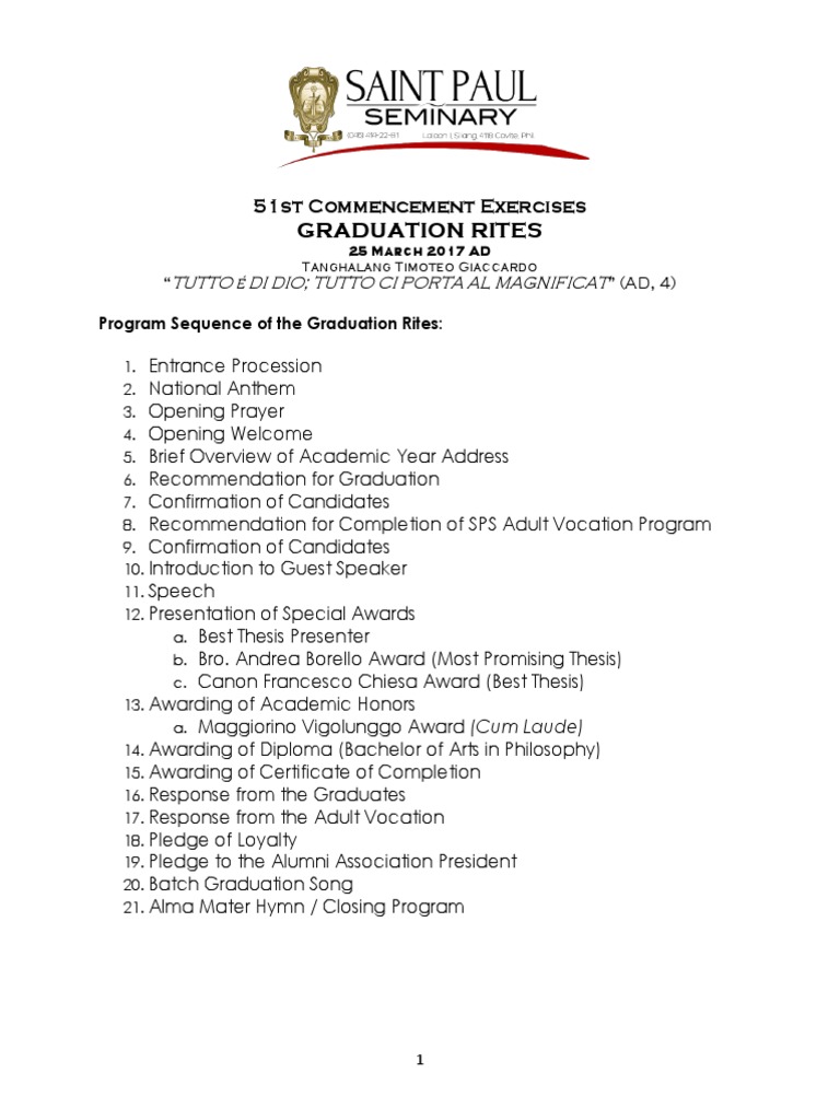 51st Commencement Exercises Overview | PDF | Thesis | Academia