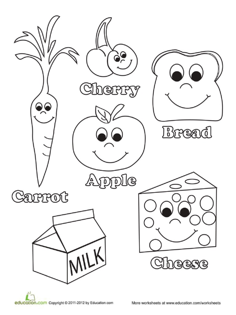 5 healthy food coloring page pdf 5 healthy food coloring page pdf