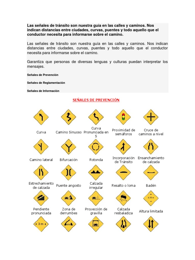 Las Señales de Tránsito Son Nuestra Guía en Las Calles y Caminos PDF