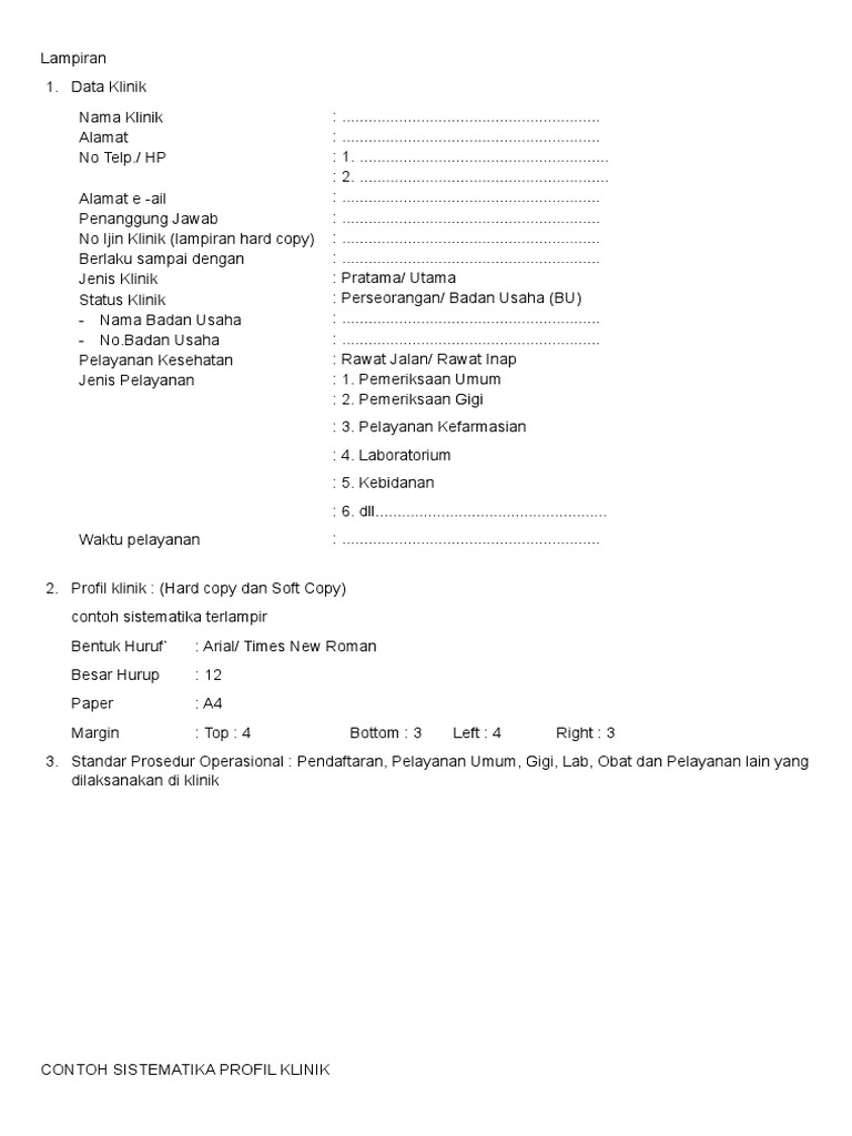 Form Data Klinik Pdf