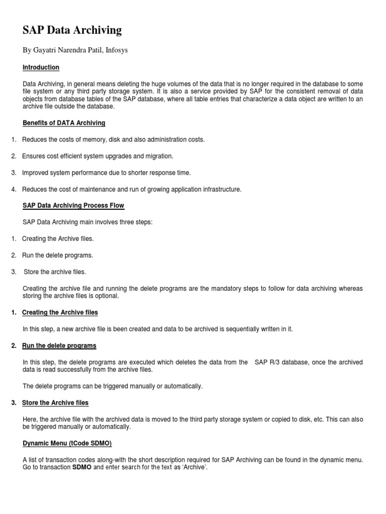 SAP Data Archiving Process Explained | PDF