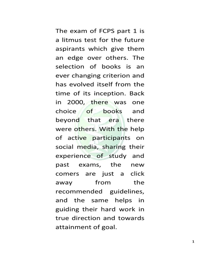 Guidelines FCPS Part 1 PDF | PDF | Pathology | Medicine
