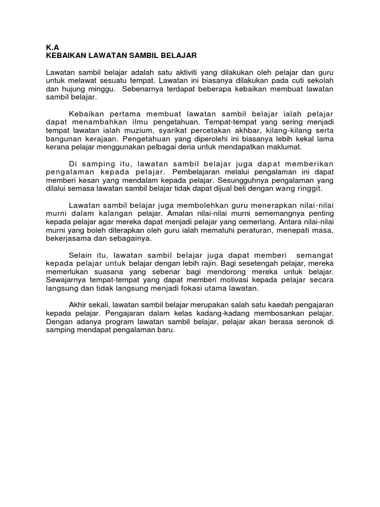 Lawatan Sambil Belajar Pdf