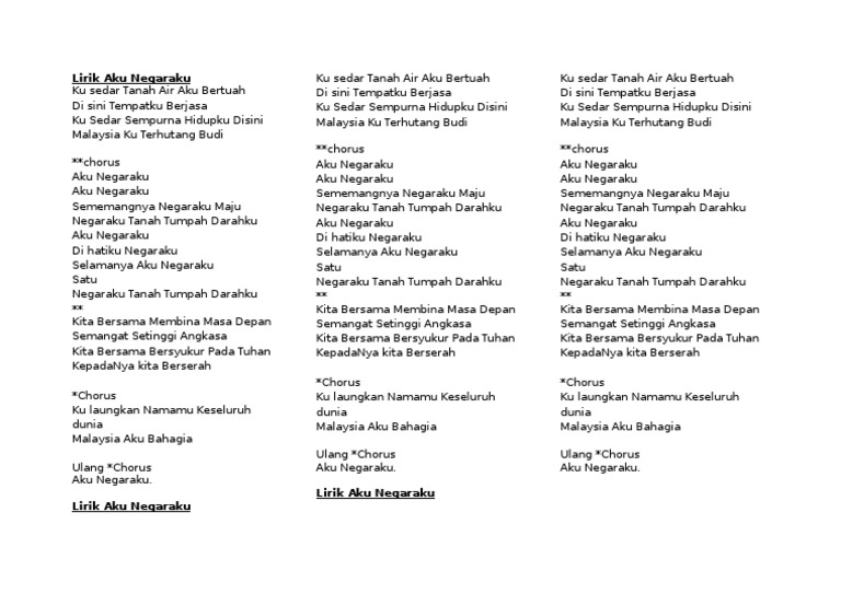 Lirik Aku Negaraku  PDF