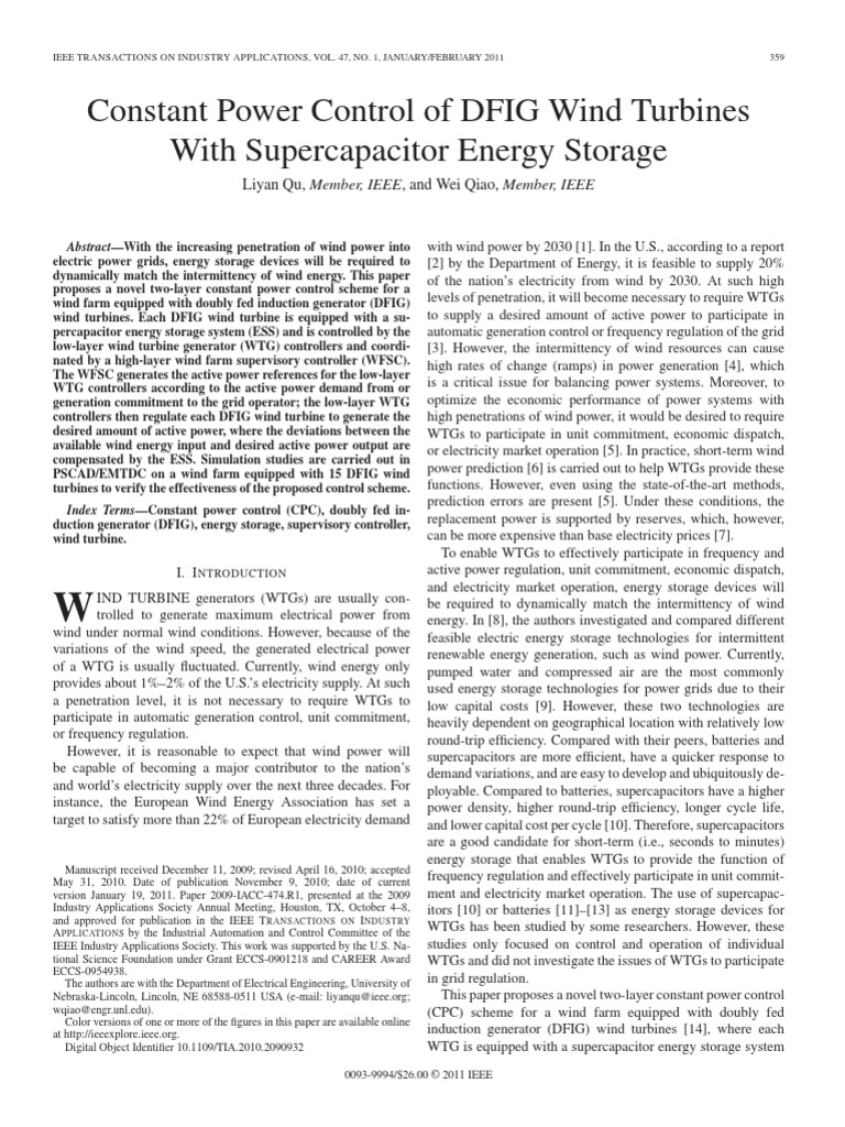 1.constant Power Control of DFIG Wind Turbines PDF | PDF | Energy ...