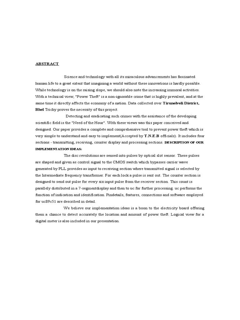 Micro Controller Based Power Theft Identification PDF Microcontroller Frequency Modulation