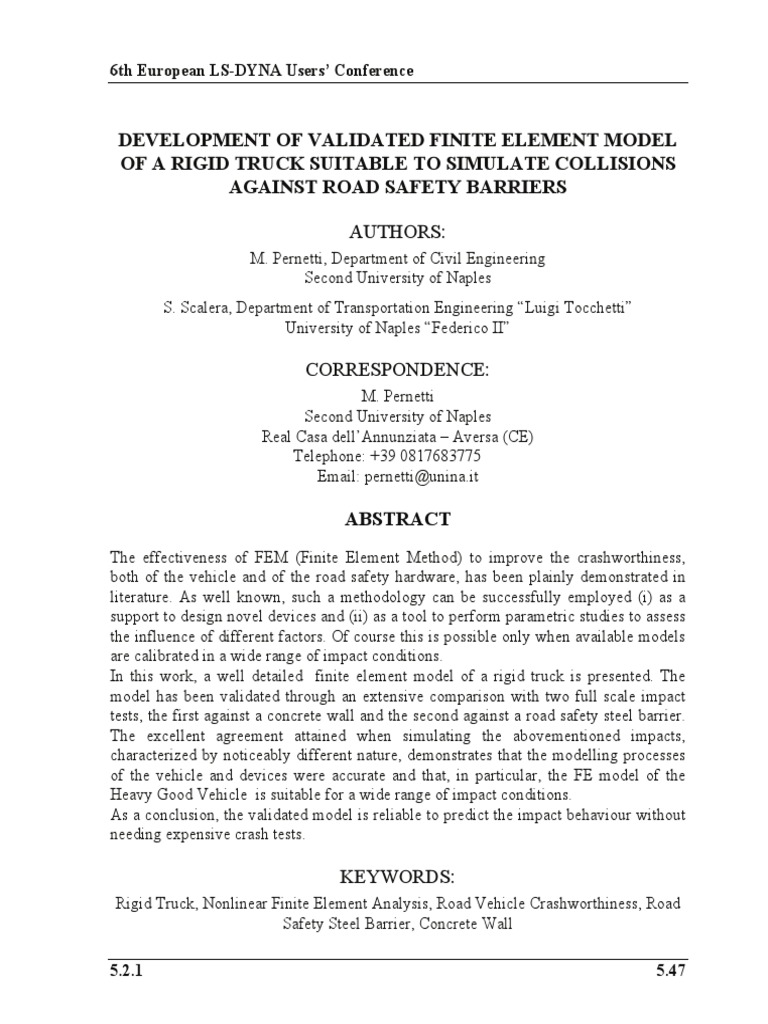 Development of Validated Finite Element Model of A PDF | PDF | Traffic ...