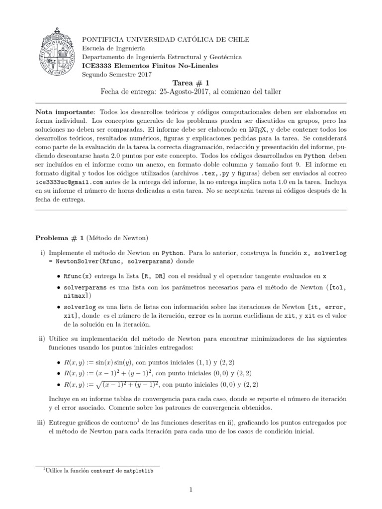 Tarea de Elementos Finitos 2017 | PDF | Python (lenguaje de ...