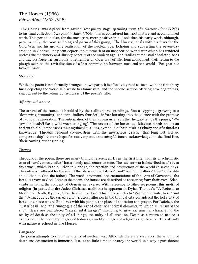 The Horses Edwin Muir Analysis