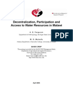 Malawi Water Resources Decentralization and Participation