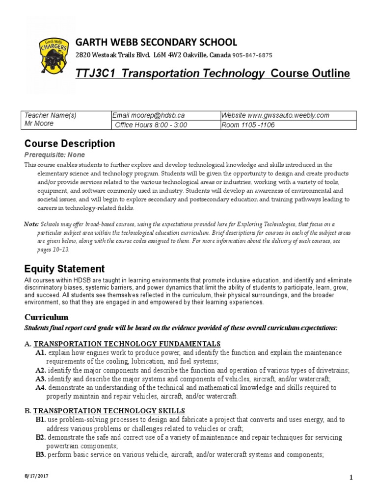Grade 10 Transportation Technology Course | PDF | Test (Assessment ...