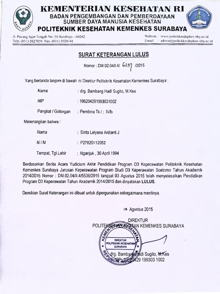 Surat Keterangan Lulus