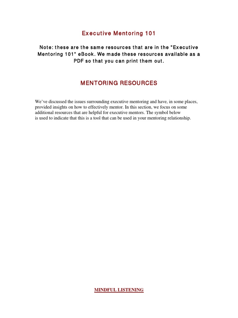 Executive Mentoring 101 Ebook Resources | PDF | Mentorship | Competence ...
