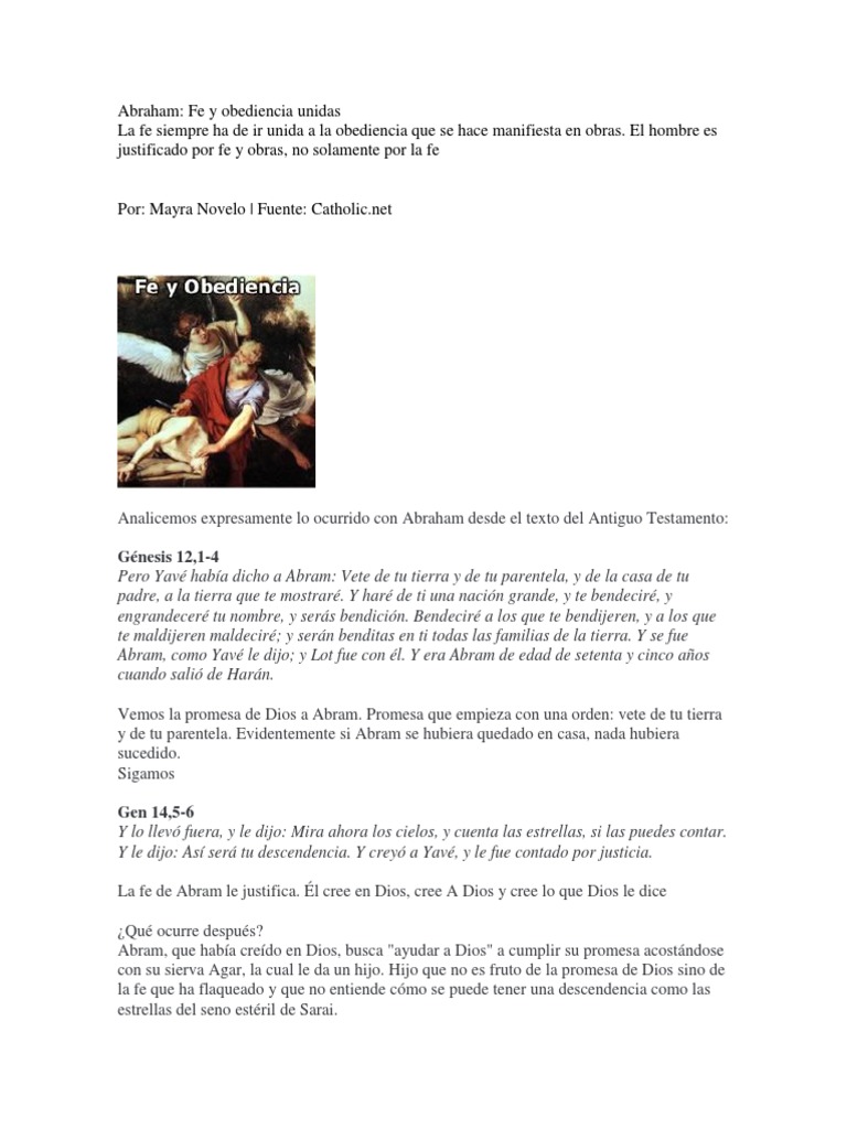 Fe y Obediencia de Abraham | PDF | Abrahán | Obediencia (comportamiento ...
