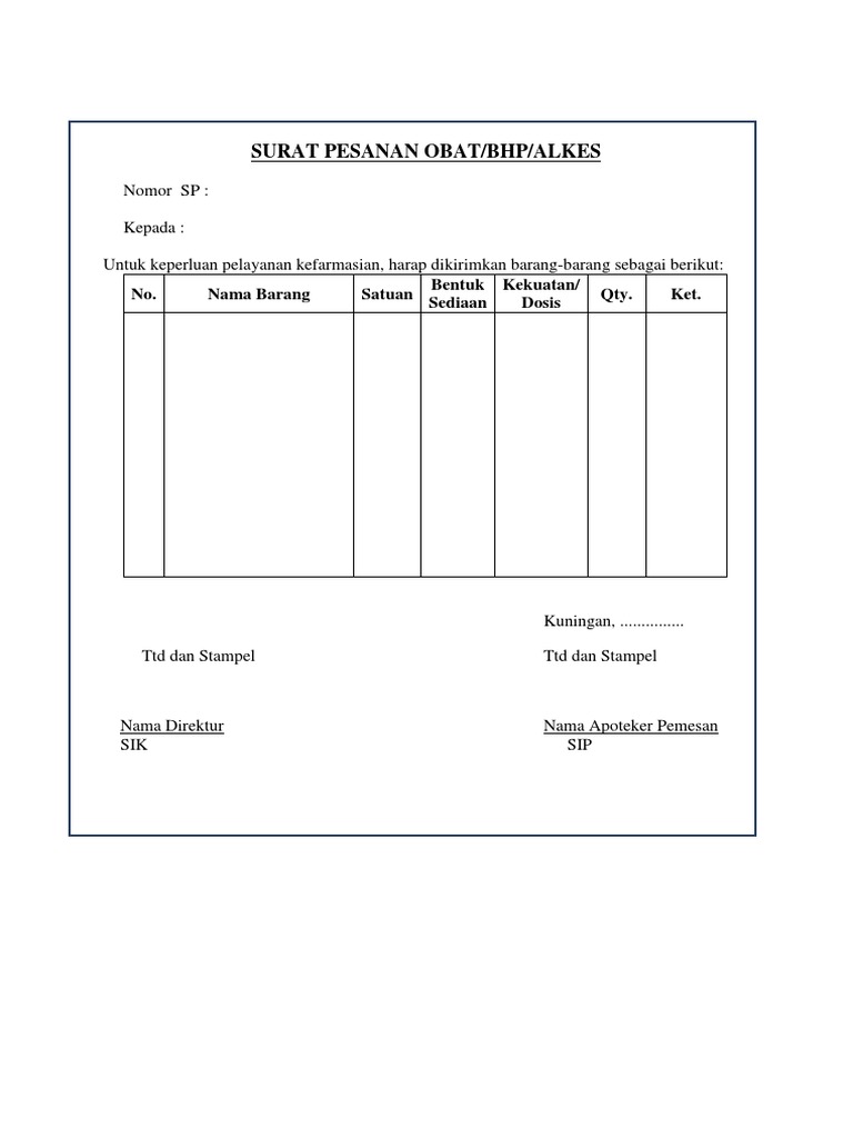 Surat Pesanan Obat Pdf