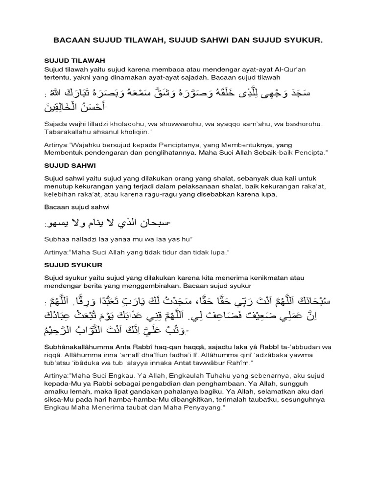 Bacaan Sujud Tilawah Pdf