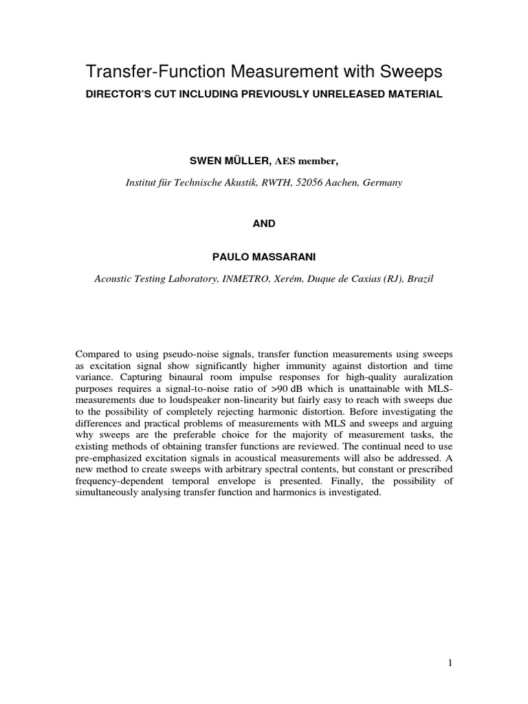 Transfer-Function Measurement With Sweeps PDF | PDF | Low Pass Filter ...