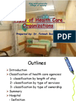 Classification of Health Care Organizations