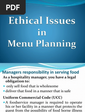 Ethical Issuesin Menu Planning