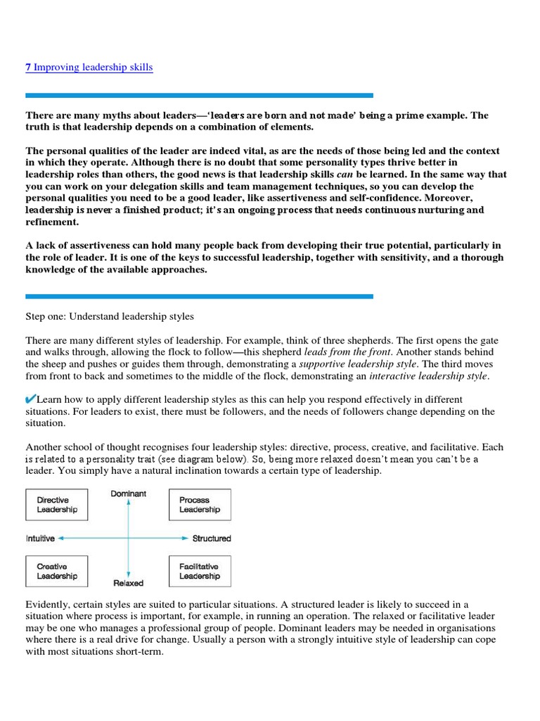 7 Improving Leadership Skills | PDF