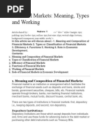 Financial Markets Meaning, Types and Working