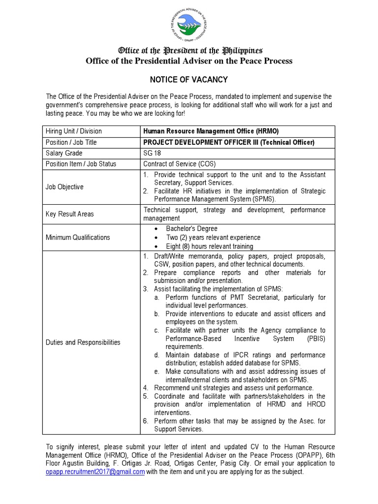 Project Development Officer III Vacancy | PDF | Human Resource ...
