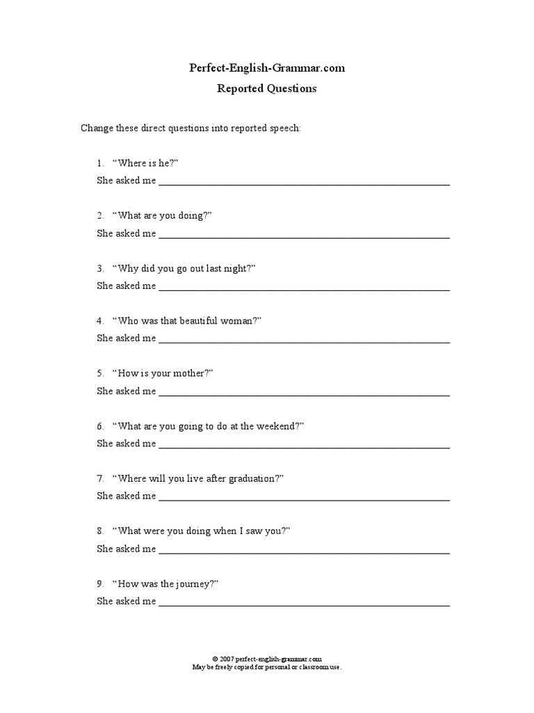 Reported Questions: May Be Freely Copied For Personal or Classroom Use ...