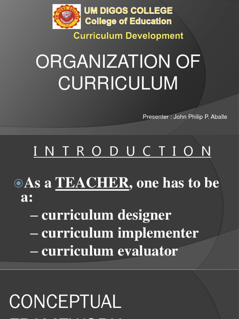 Horizontal and Vertical Organization of a Curriculum Sharing Curriculum