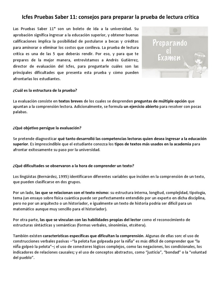 Consejos para Pruebas Saber 11 | PDF | Argumento | Validez