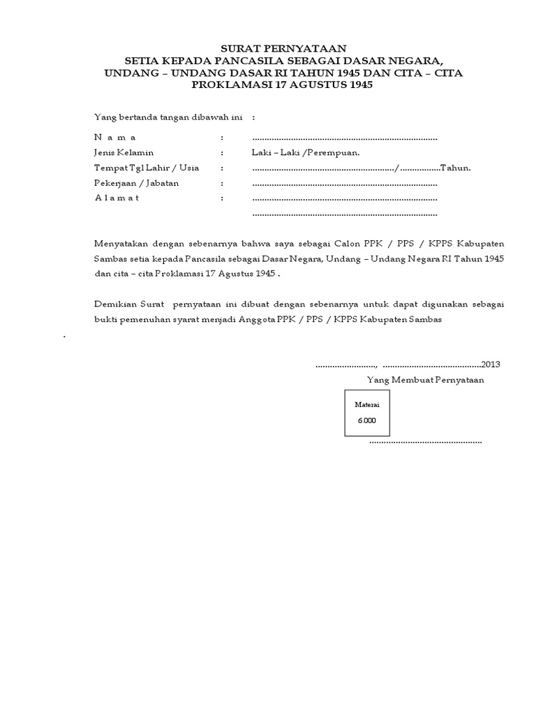 02 Surat Pernyataan Setia Kepada Pancasila