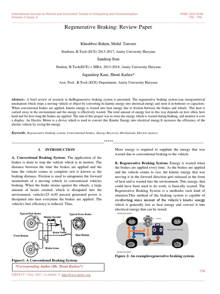Regenerative Braking Review Paper Brake Vehicles