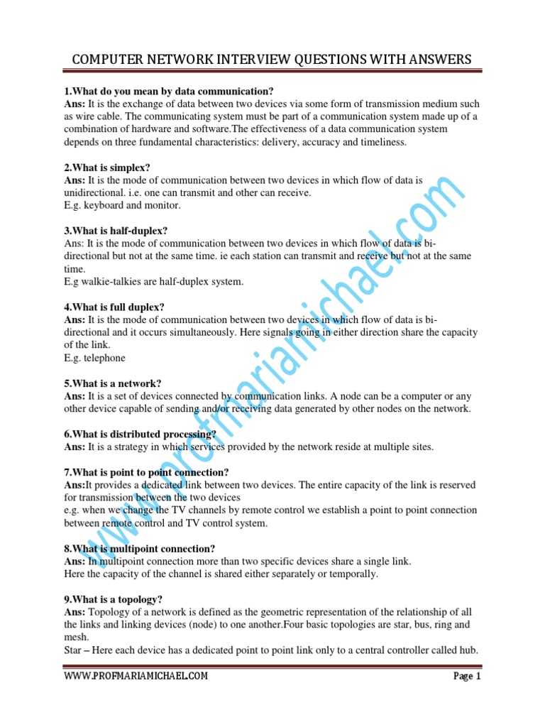 Networking Interview Questions PDF PDF