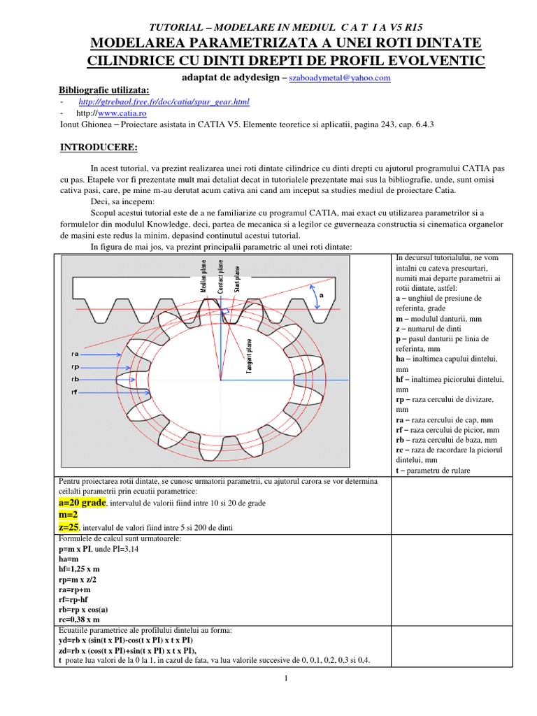 Modelarea Parametrizata A Unei Roti Dintate in Catia PDF | PDF