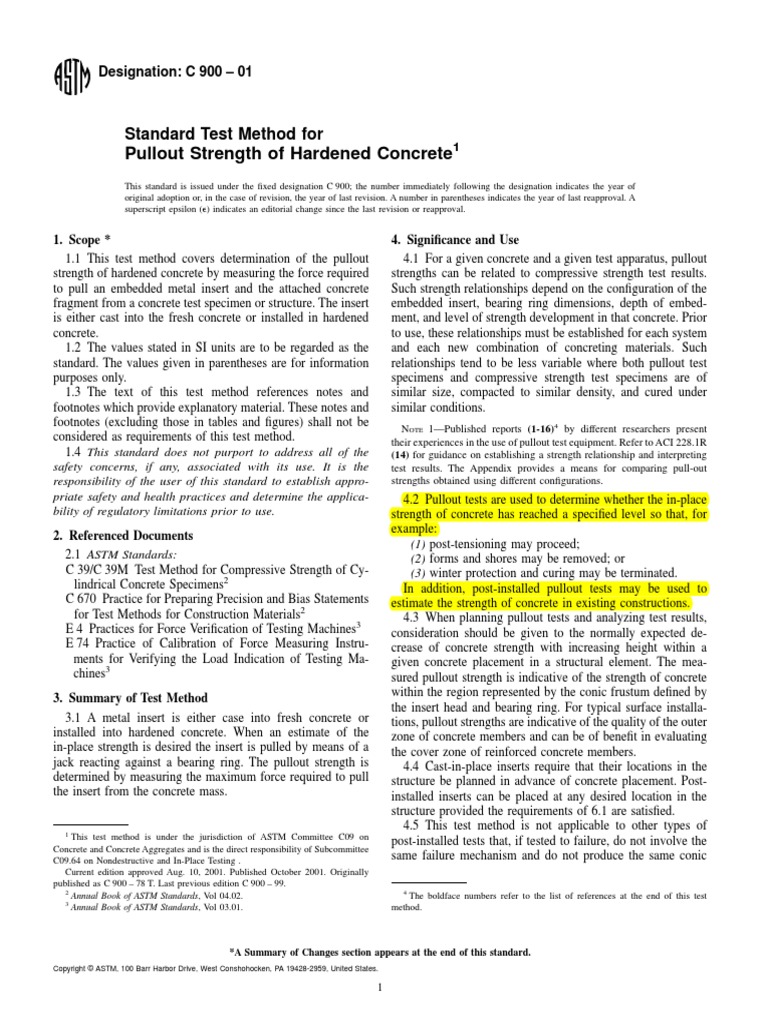 Astm C 900 - 01 PDF | PDF | Errors And Residuals | Calibration