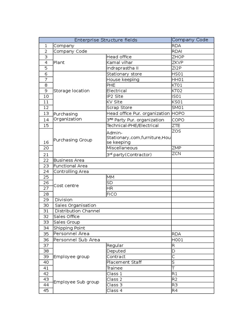 Company Code Structure Overview | PDF | Business