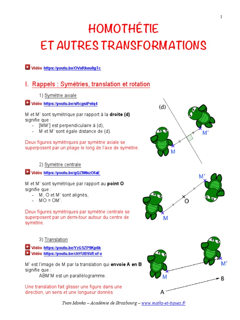 Homothétie et Transformations Géométriques | PDF | Espace-temps ...