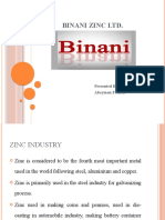 Binani Zinc LTD.: Presented By: Abeymon Francis